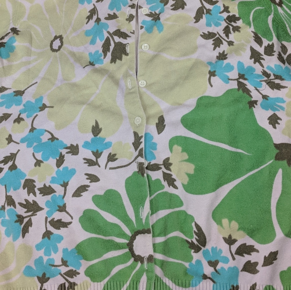Old Navy Green Blue Floral Cardigan Large - Picture 5 of 5